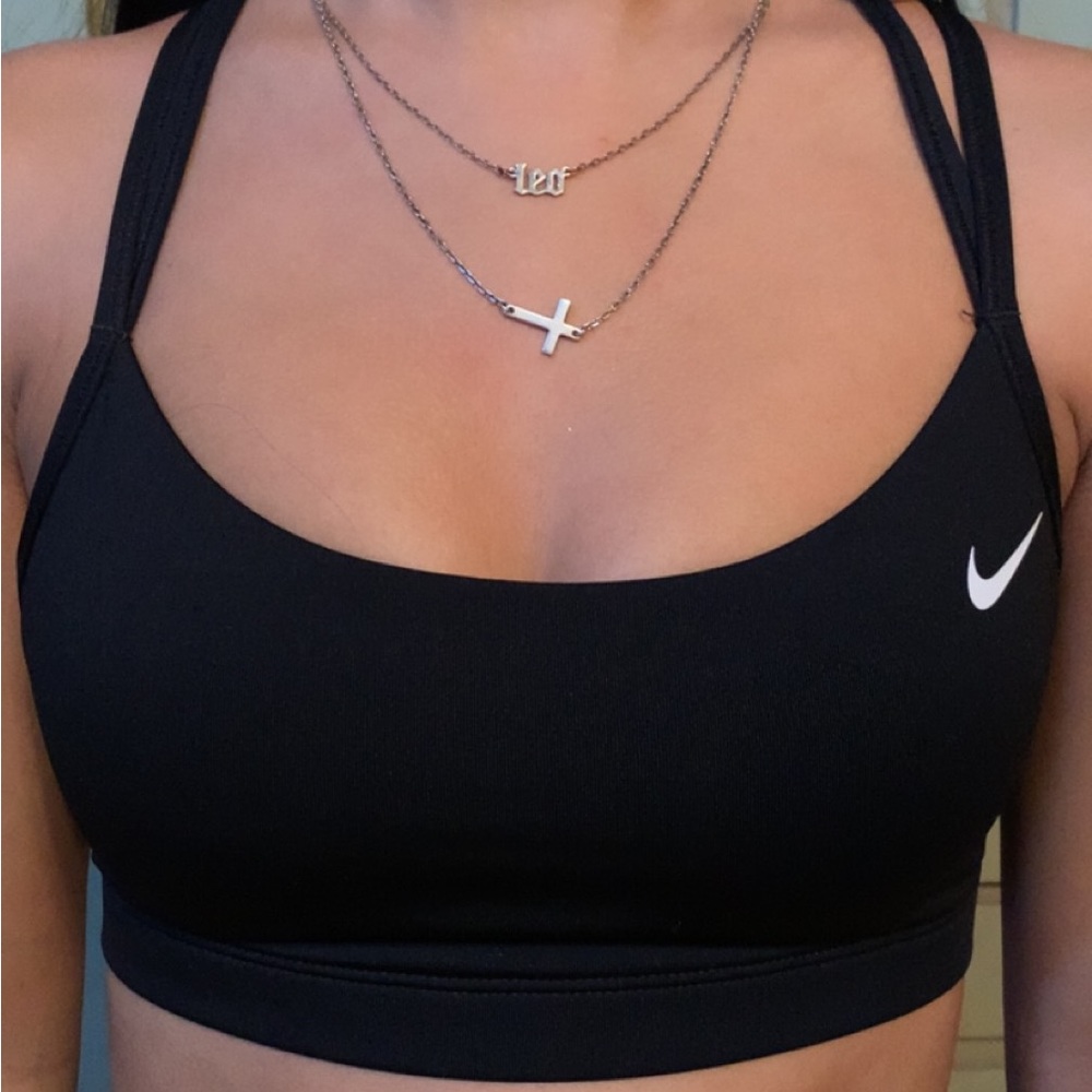 double strapped, crossed back sports bra